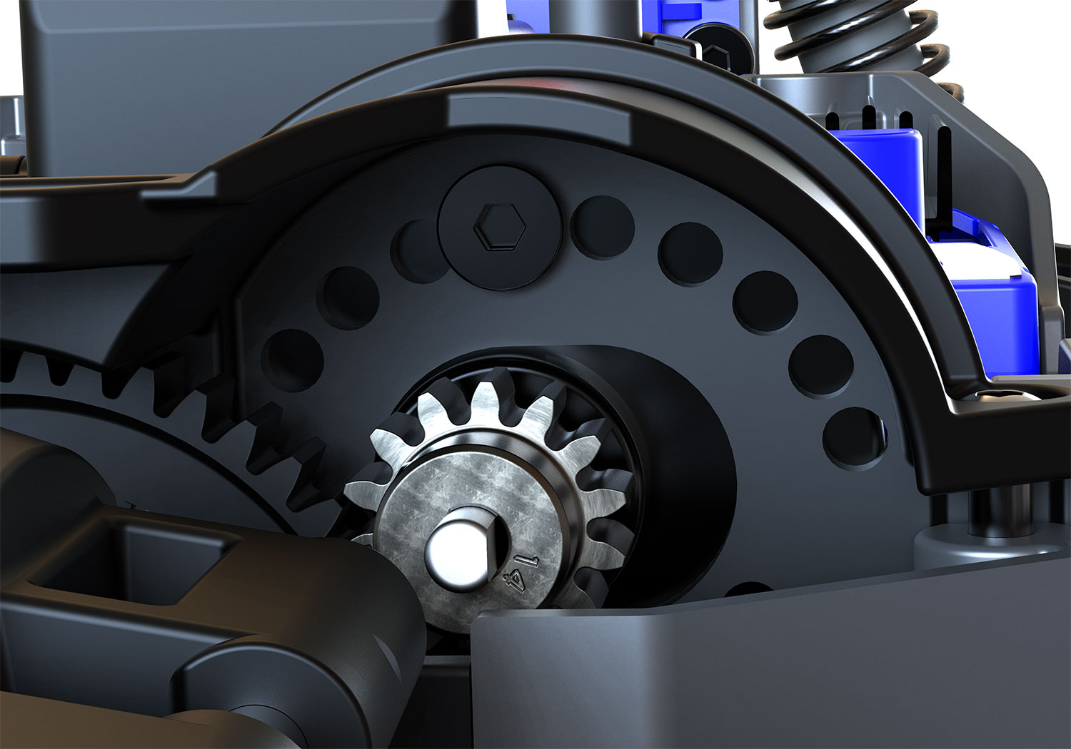 A detail shot of the Mini Maxx BL-2S Ready to Run (Green) (TRA107154-1-GRN).