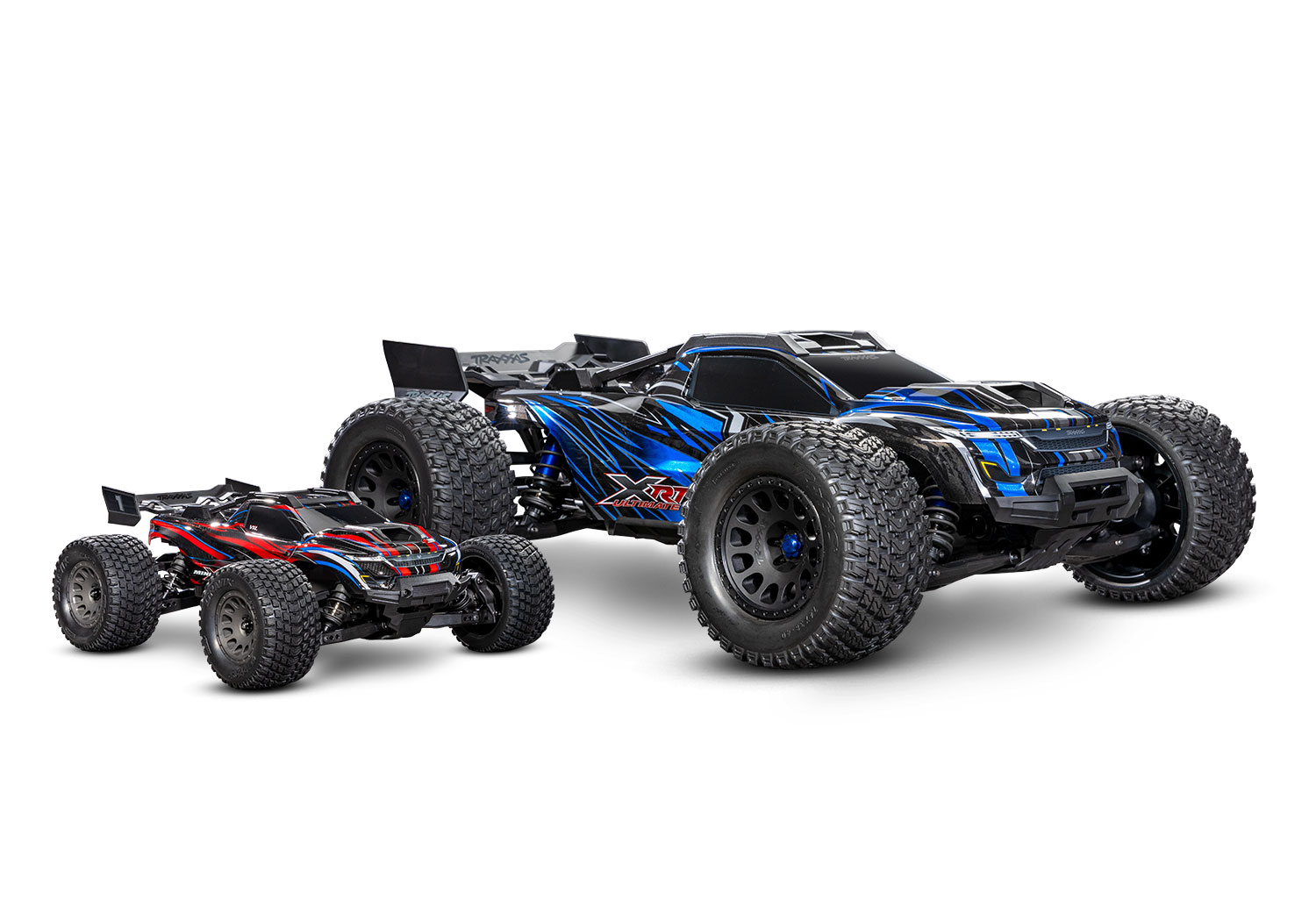 A detail shot of the Mini XRT Ready to Run with Battery and Charger (Blue) (TRA108076-1-BLUE).