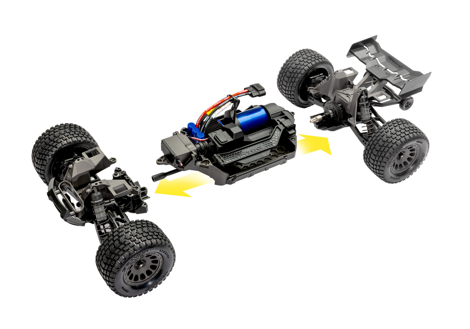 A detail shot of the Mini XRT Ready to Run with Battery and Charger (Blue) (TRA108076-1-BLUE).