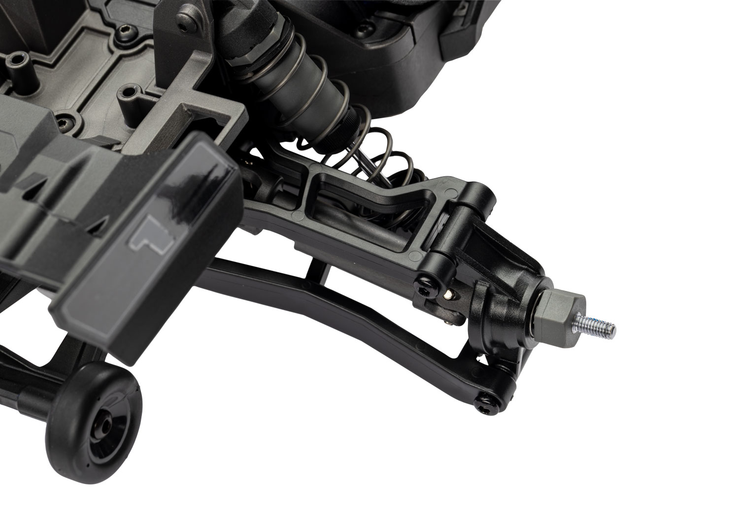 A detail shot of the Mini XRT Ready to Run with Battery and Charger (Blue) (TRA108076-1-BLUE).