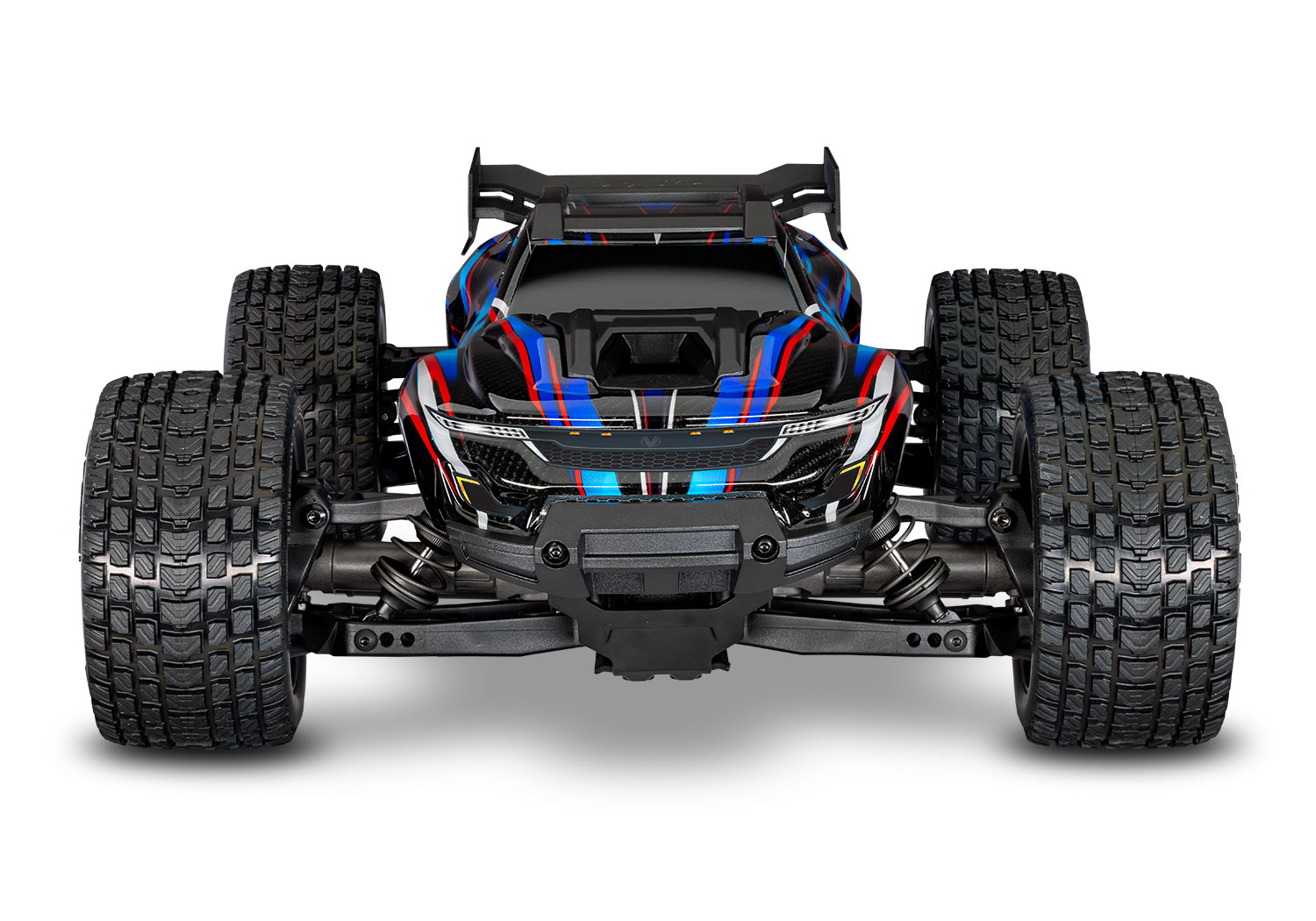 A studio shot of the Mini XRT Ready to Run with Battery and Charger (Blue) (TRA108076-1-BLUE).