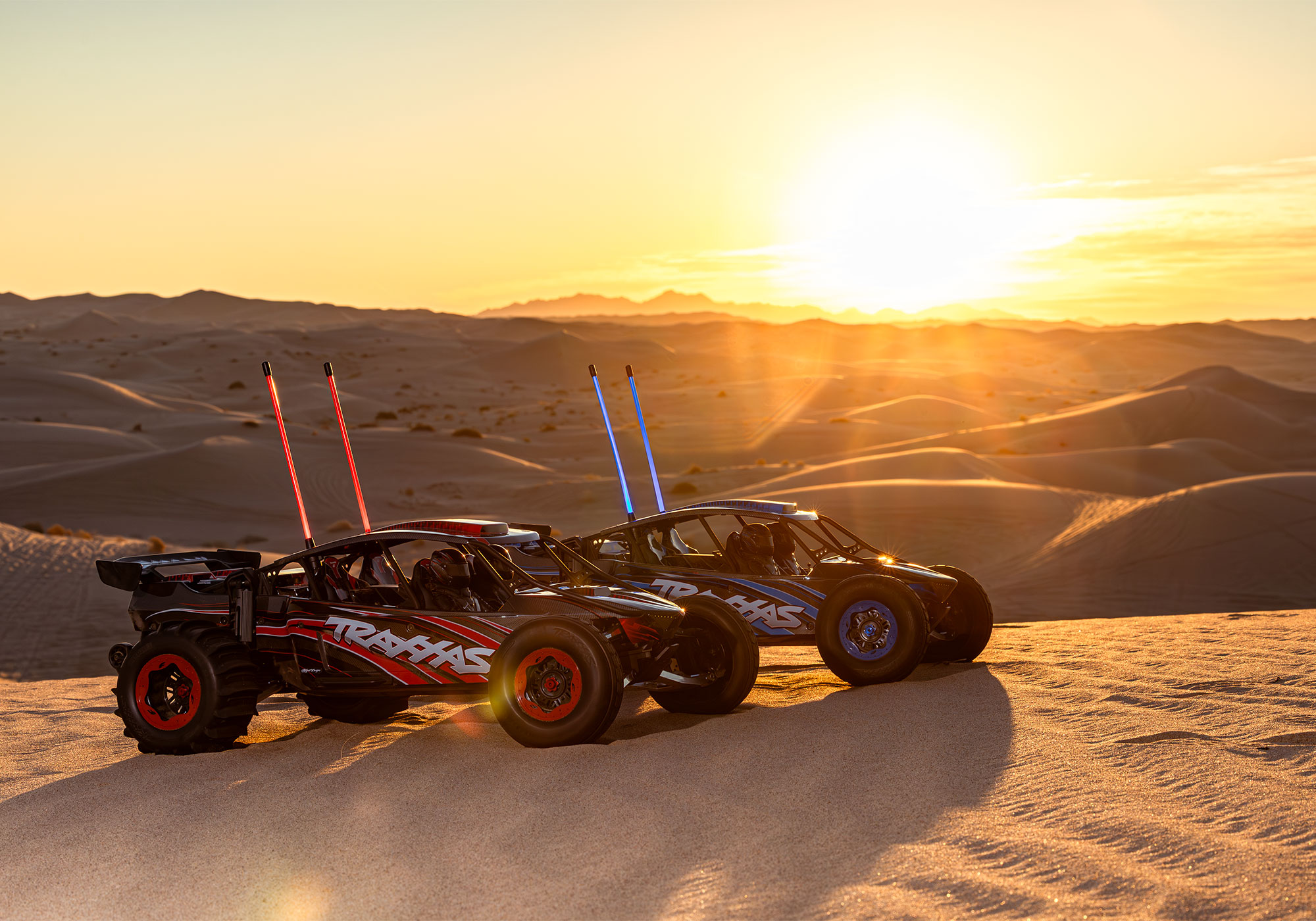 An action shot of the Funco Motorsports Pro Scale Sand Car Ready to Run (Orange) (TRA109076-4-ORNG).