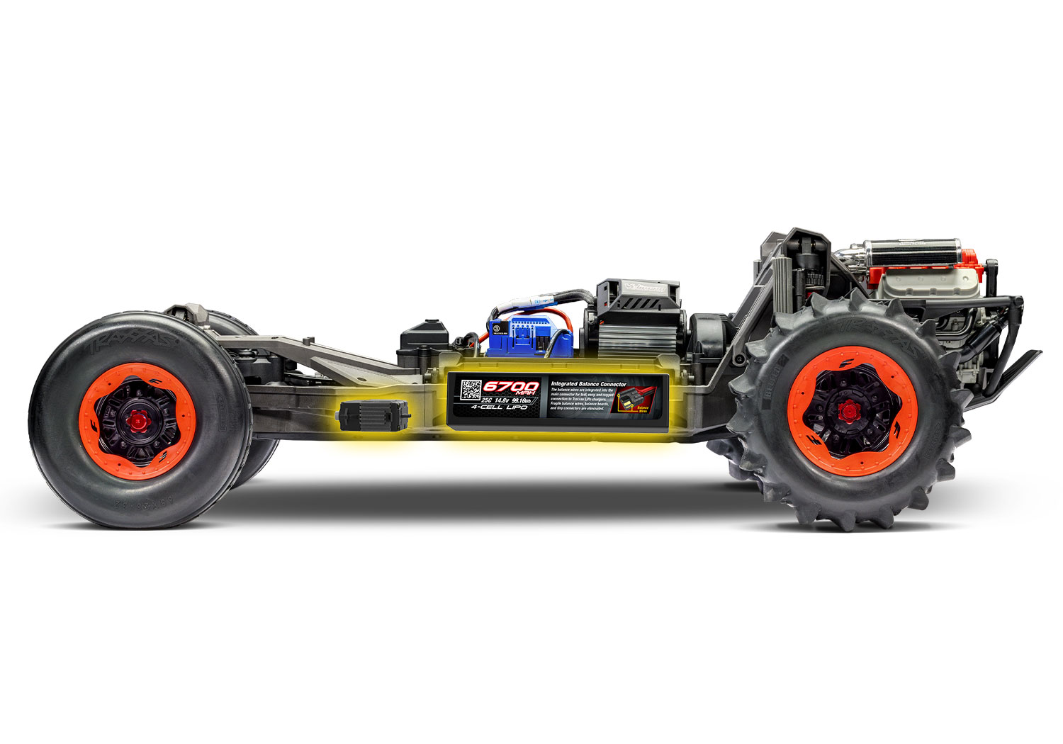 A detail shot of the Funco Motorsports Pro Scale Sand Car Ready to Run (Orange) (TRA109076-4-ORNG).