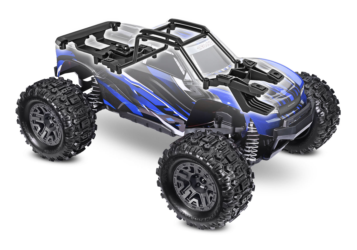 A detail shot of the 1/10 Stampede 4x4 BL-2S Ready to Run (Blue) (TRA67154-4-BLUE).