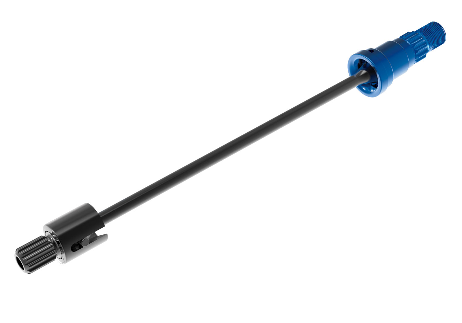 A detail shot of the X-Maxx 8S with Belted Sledgehammer Tires (Blue) (TRA77096-4-BLUE).