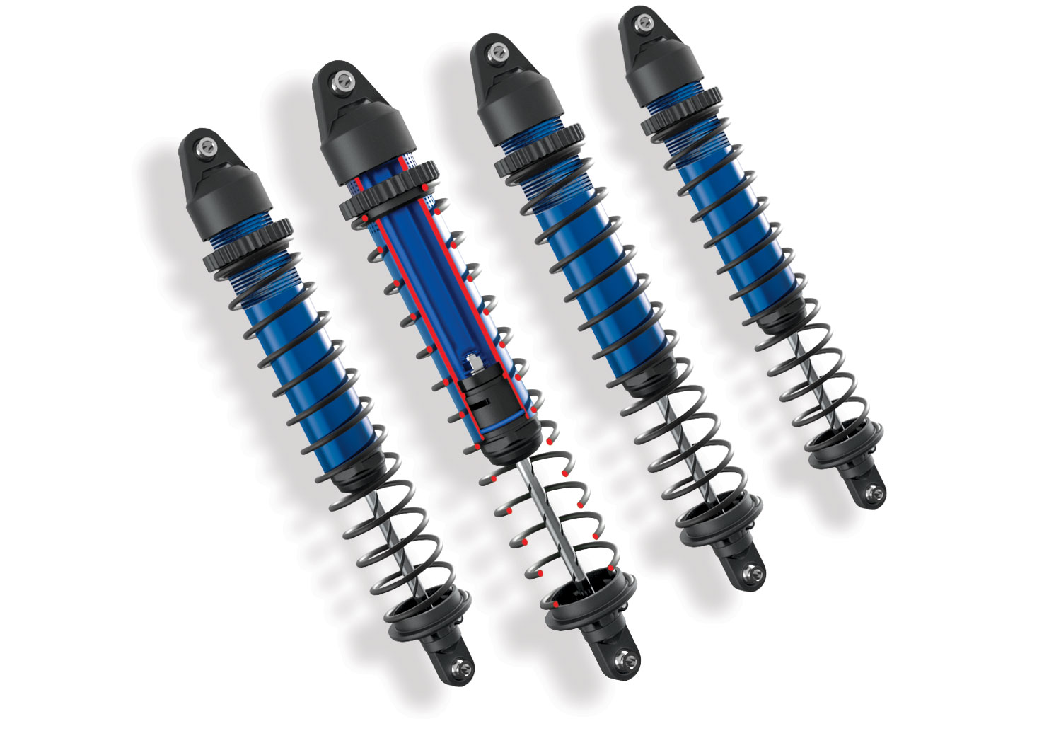 A detail shot of the X-Maxx 8S with Belted Sledgehammer Tires (Blue) (TRA77096-4-BLUE).