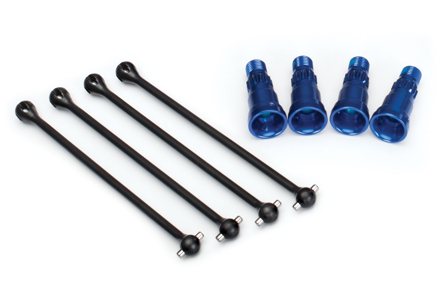 A detail shot of the X-Maxx 8S with Belted Sledgehammer Tires (Blue) (TRA77096-4-BLUE).