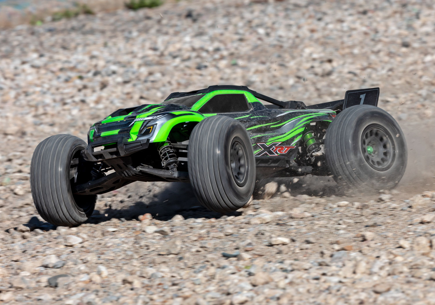 An action shot of the XRT 8S Ready to Run (Black) (TRA78086-4-BLK).