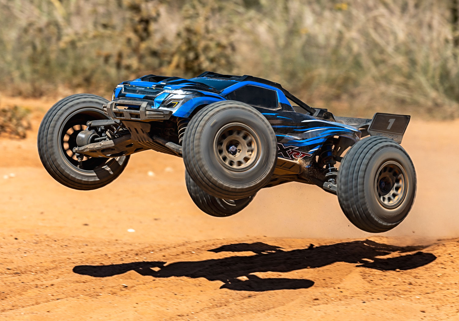 An action shot of the XRT 8S Ready to Run (Black) (TRA78086-4-BLK).