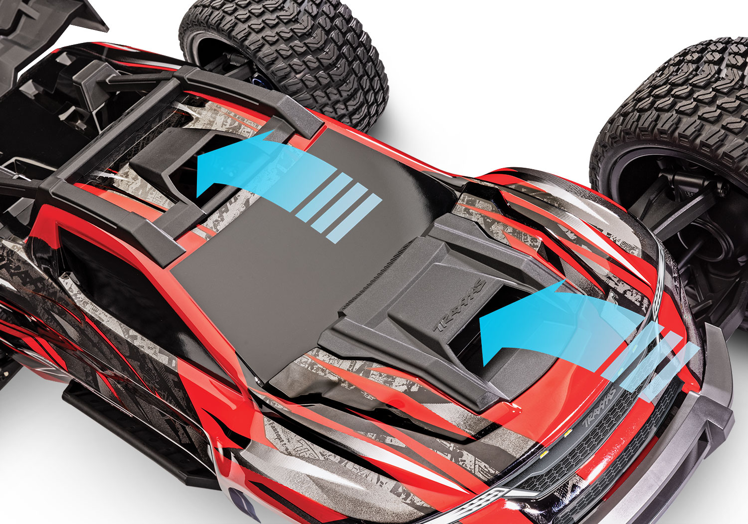 A detail shot of the XRT 8S Ready to Run (Black) (TRA78086-4-BLK).