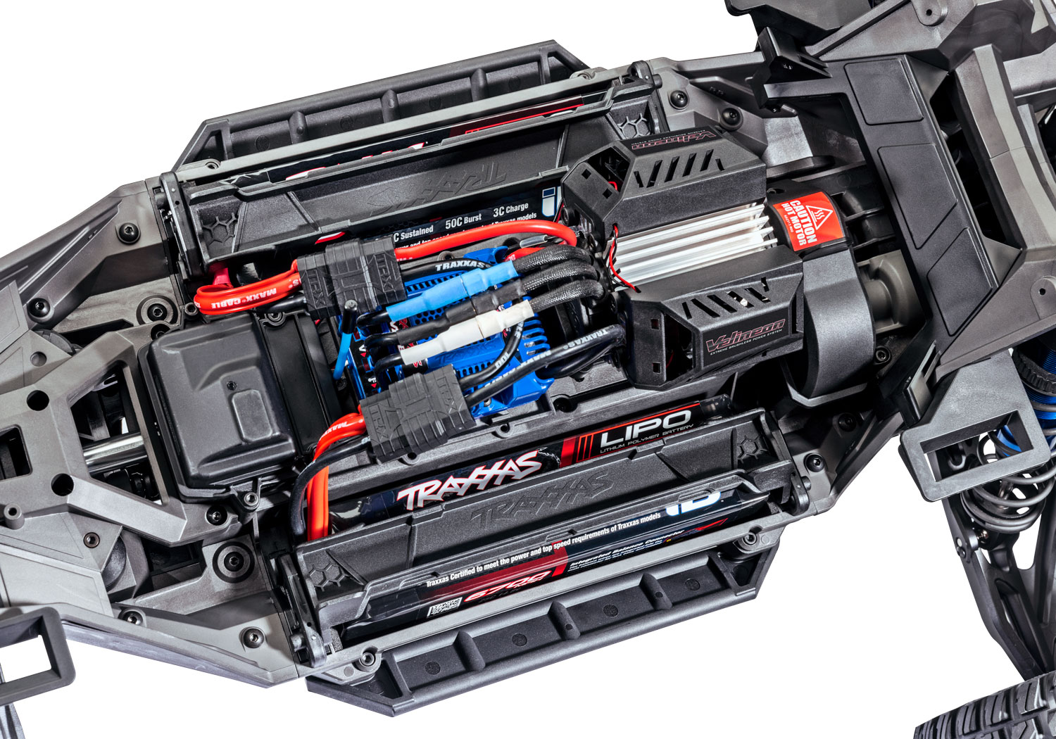 A detail shot of the XRT 8S Ready to Run (Black) (TRA78086-4-BLK).