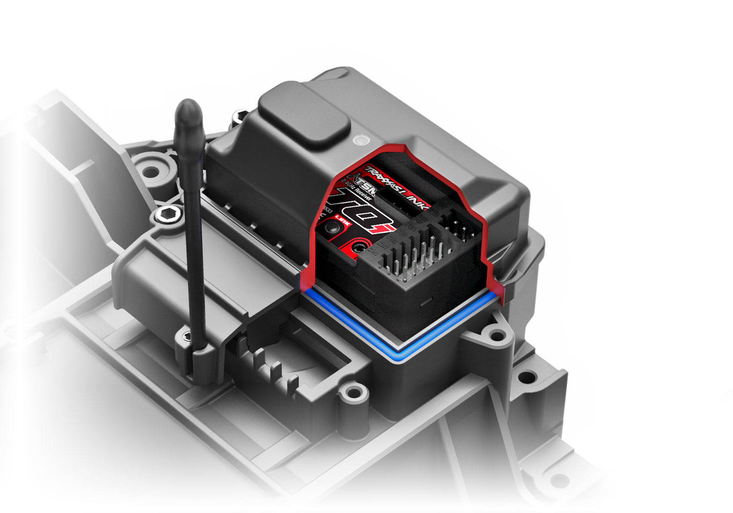 A detail shot of the XRT 8S Ready to Run (Black) (TRA78086-4-BLK).