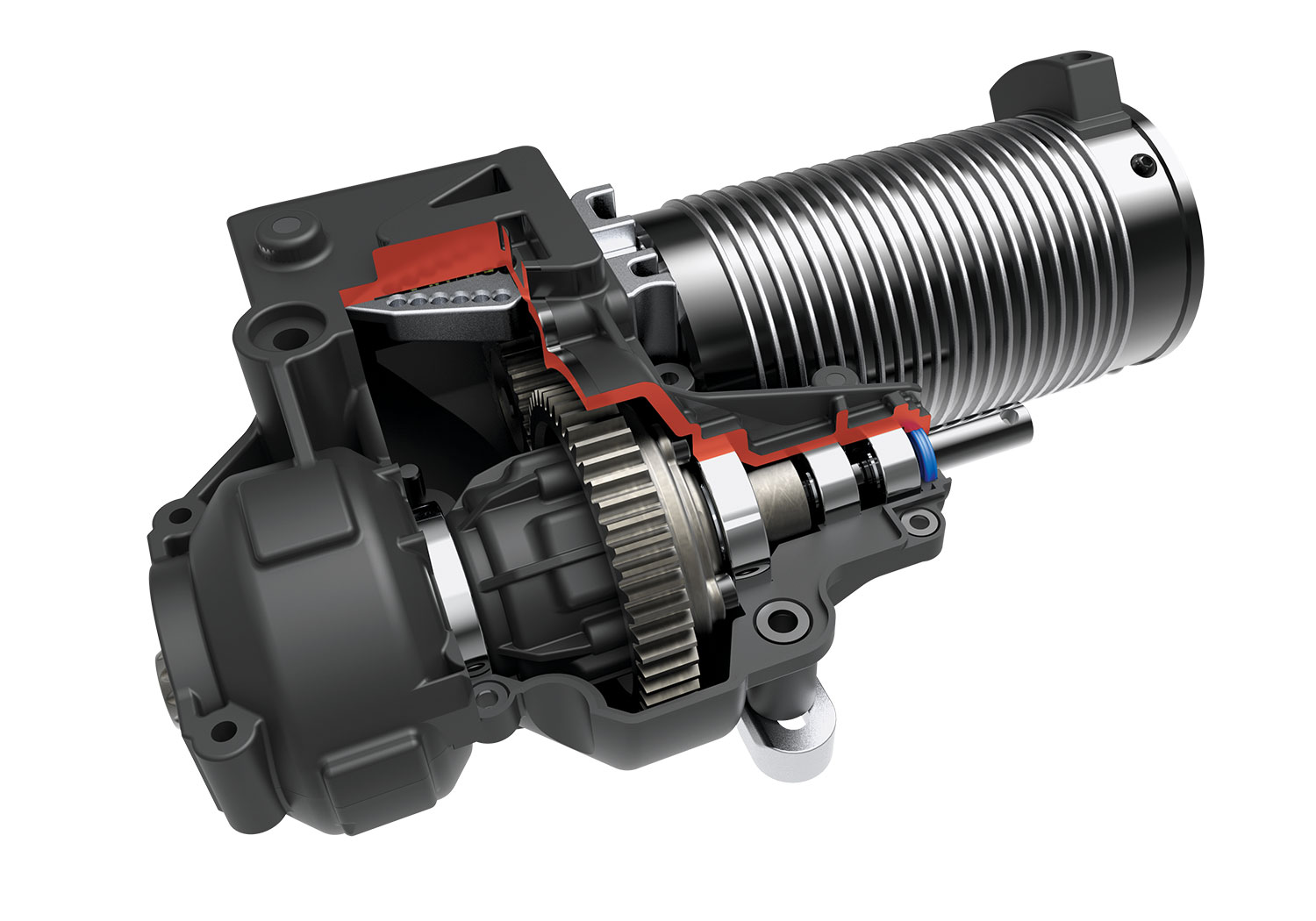 A detail shot of the 1/7 Unlimited Desert Racer Ready to Run (Fox) (TRA85086-4-FOX).