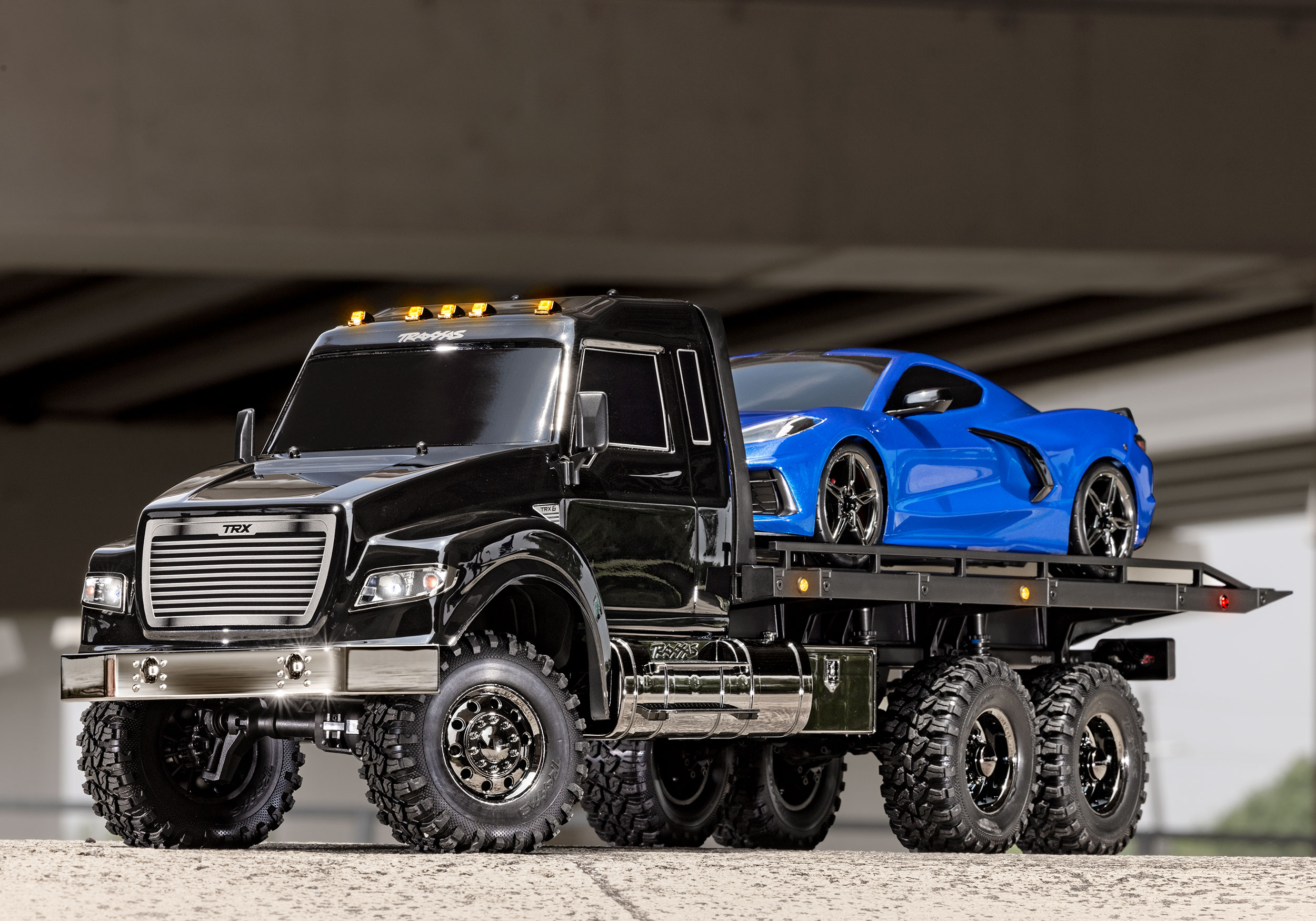 An action shot of the 1/10 TRX-6 Ultimate Hauler Ready to Run (Black) (TRA88086-84-BLK).