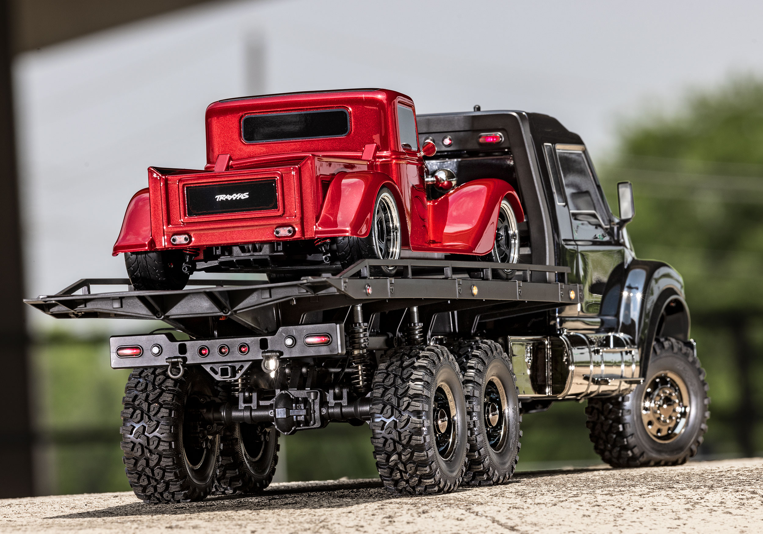 An action shot of the 1/10 TRX-6 Ultimate Hauler Ready to Run (Black) (TRA88086-84-BLK).