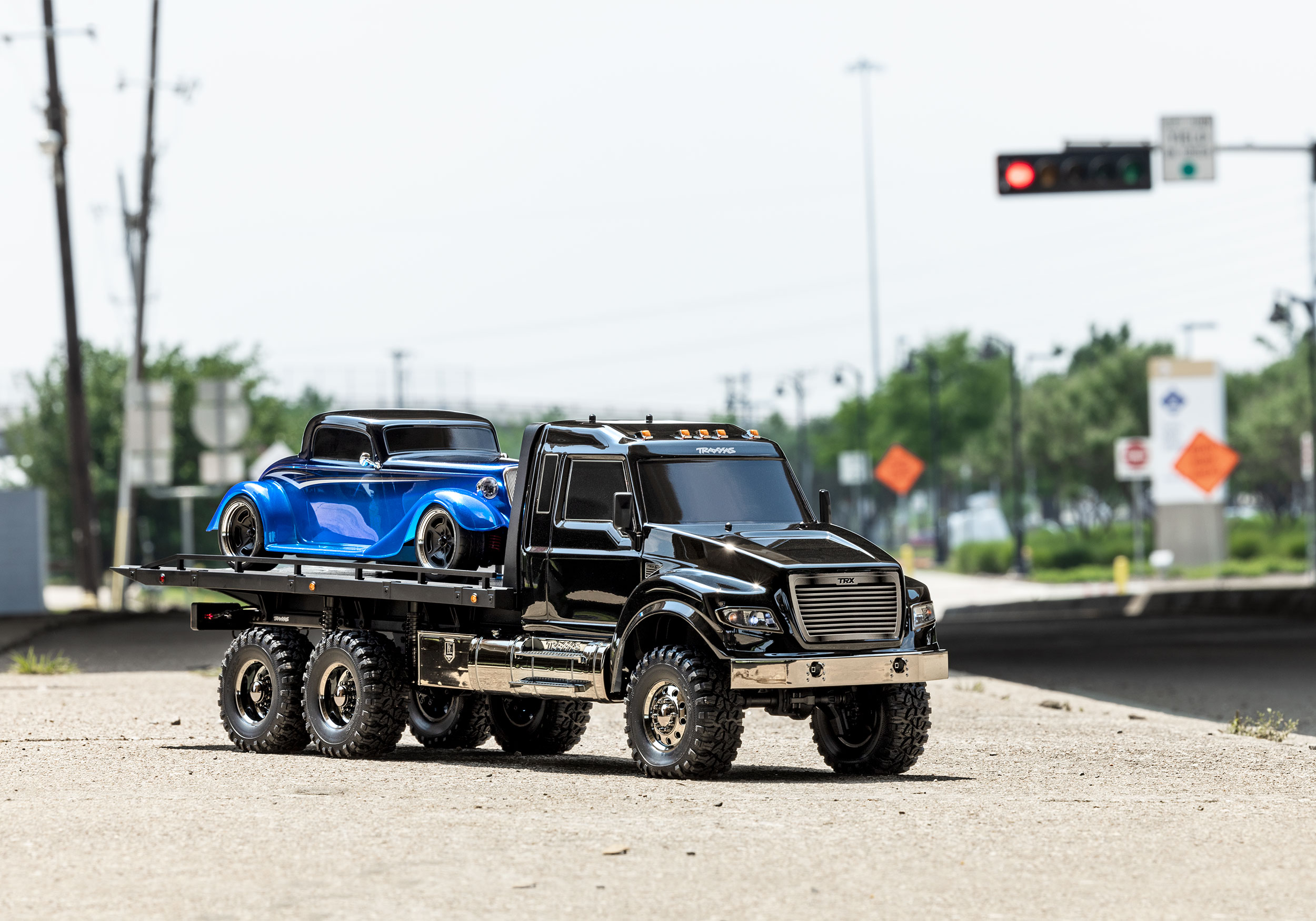 An action shot of the 1/10 TRX-6 Ultimate Hauler Ready to Run (Black) (TRA88086-84-BLK).
