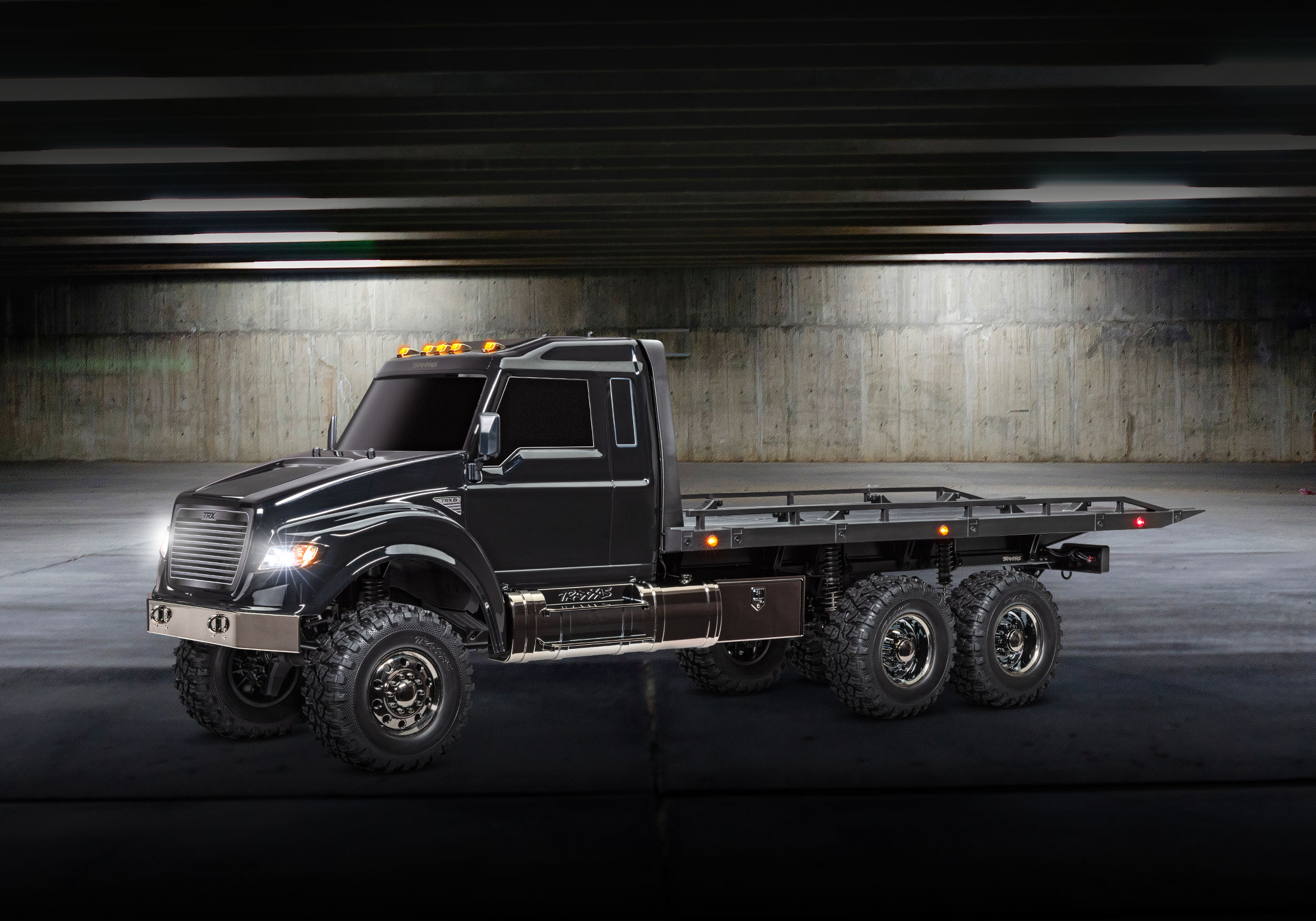 An action shot of the 1/10 TRX-6 Ultimate Hauler Ready to Run (Black) (TRA88086-84-BLK).