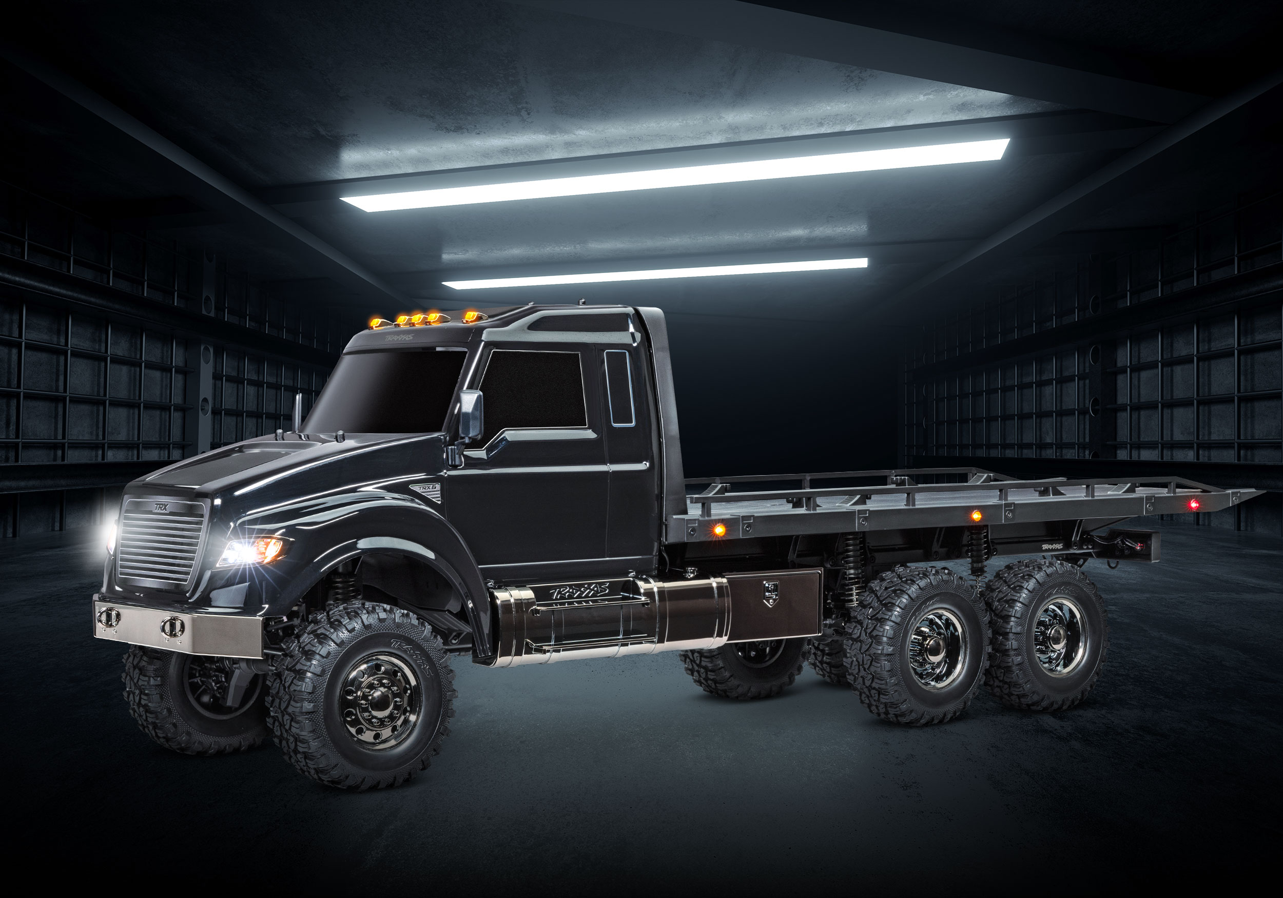 An action shot of the 1/10 TRX-6 Ultimate Hauler Ready to Run (Black) (TRA88086-84-BLK).
