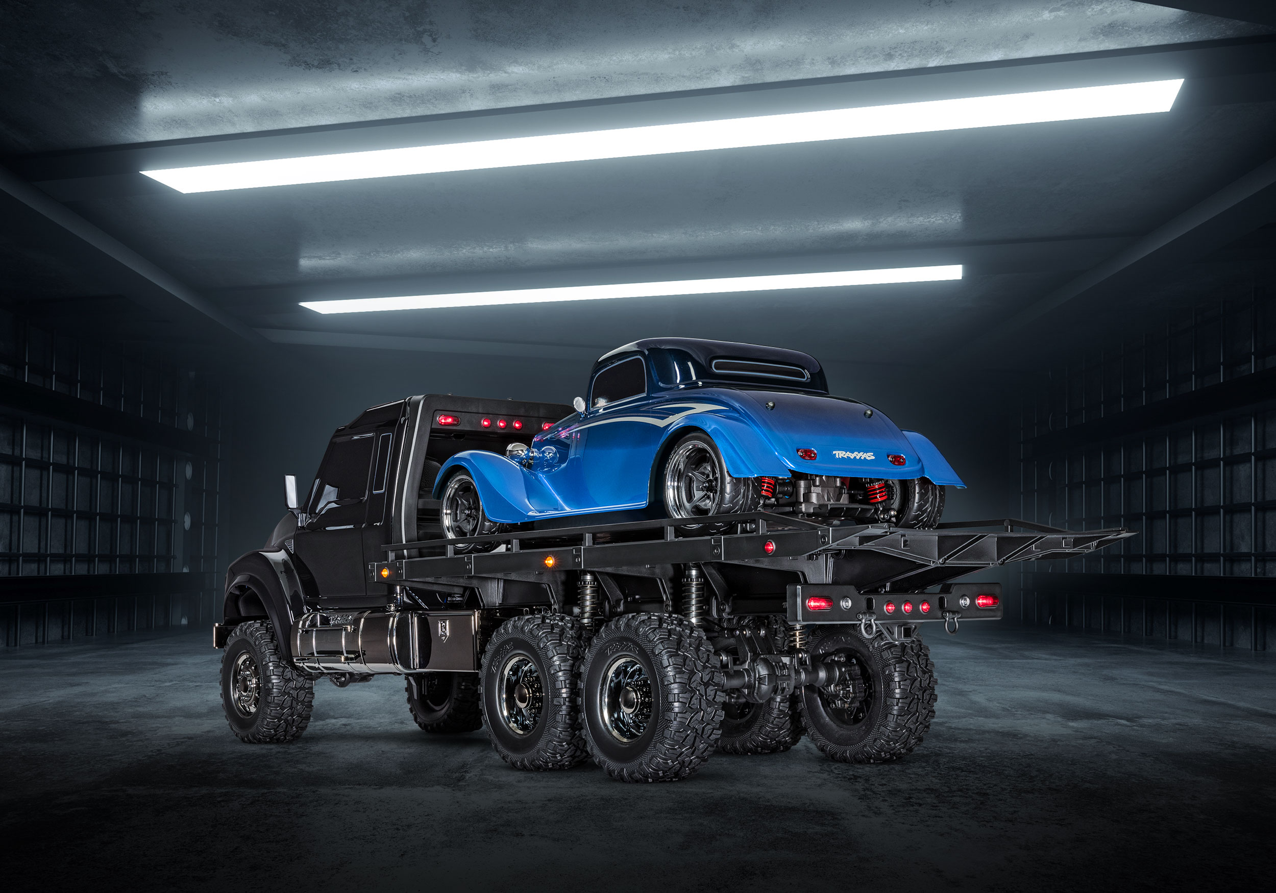 An action shot of the 1/10 TRX-6 Ultimate Hauler Ready to Run (Black) (TRA88086-84-BLK).