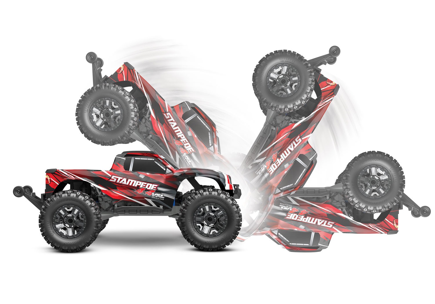 A detail shot of the 1/10 Stampede 4x4 VXL with 540XL Motor Ready to Run (Green) (TRA90376-4-GRN).