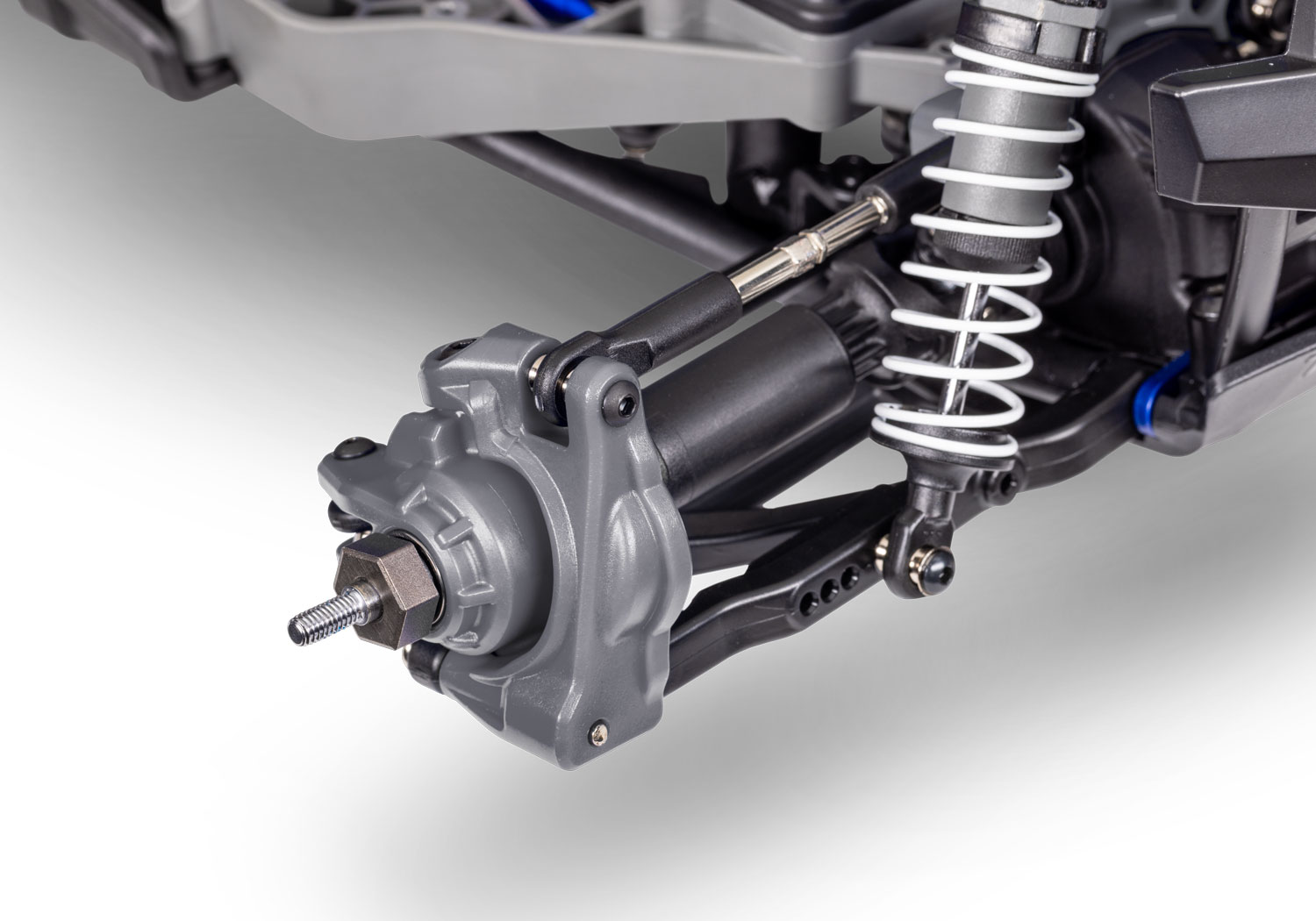 A detail shot of the 1/10 Stampede 4x4 VXL with 540XL Motor Ready to Run (Green) (TRA90376-4-GRN).