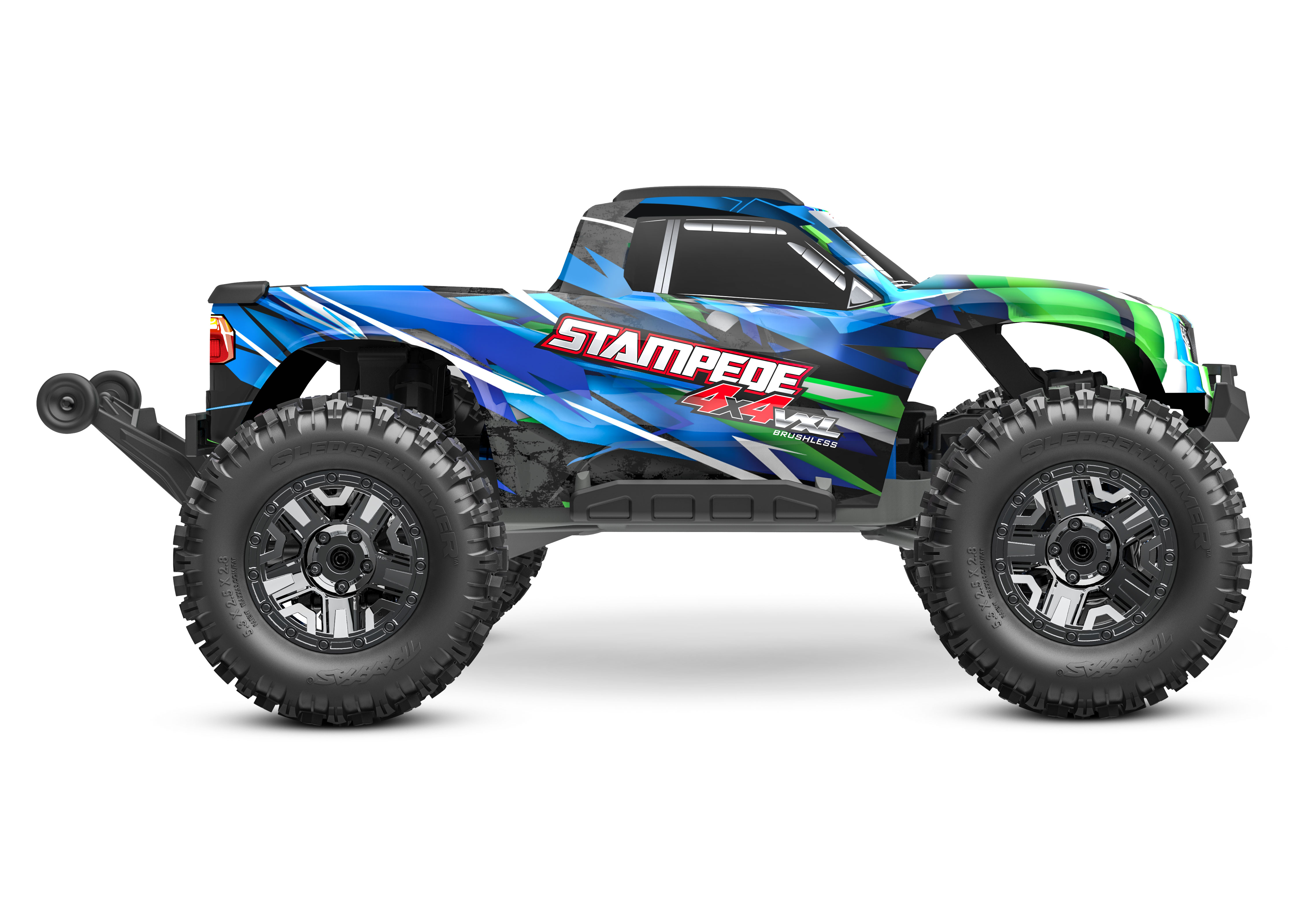 A studio shot of the 1/10 Stampede 4x4 VXL with 540XL Motor Ready to Run (Green) (TRA90376-4-GRN).