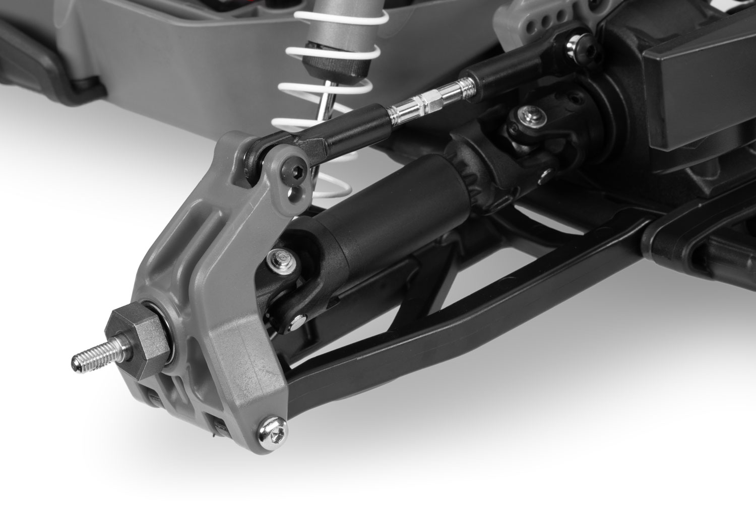 A detail shot of the 1/10 Stampede 4x4 VXL with 540XL Motor Ready to Run (Orange) (TRA90376-4-ORNG).