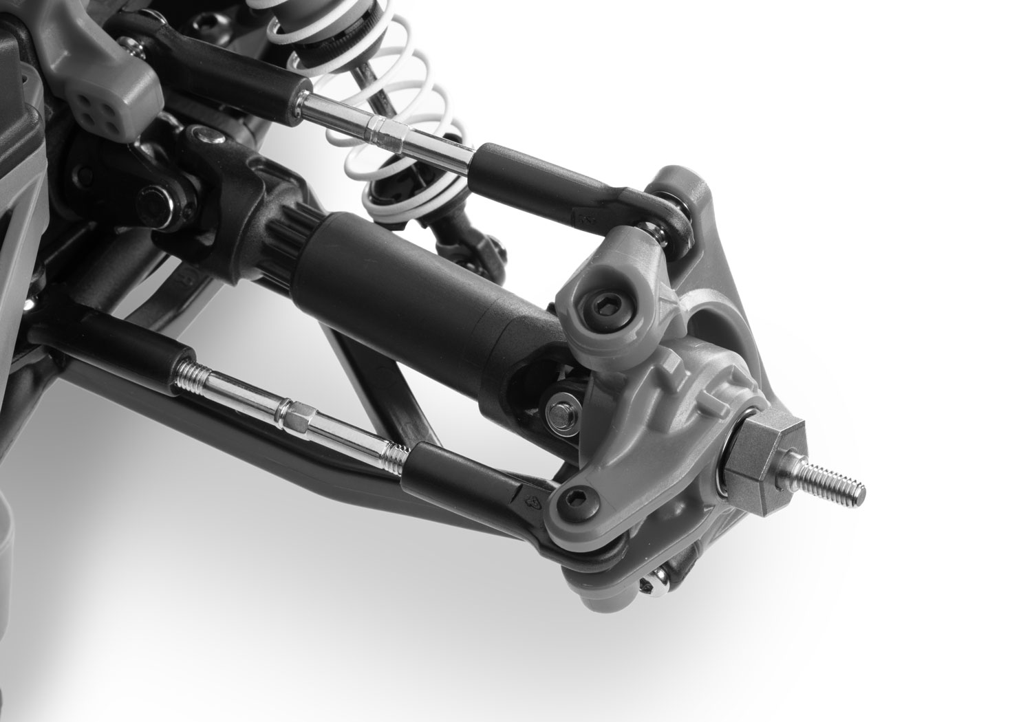 A detail shot of the 1/10 Stampede 4x4 VXL with 540XL Motor Ready to Run (Orange) (TRA90376-4-ORNG).