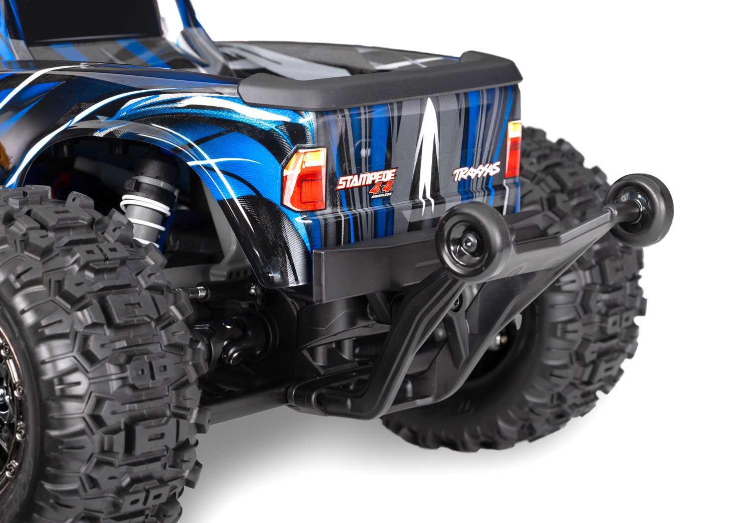 A detail shot of the 1/10 Stampede 4x4 VXL with 540XL Motor Ready to Run (Red) (TRA90376-4-RED).