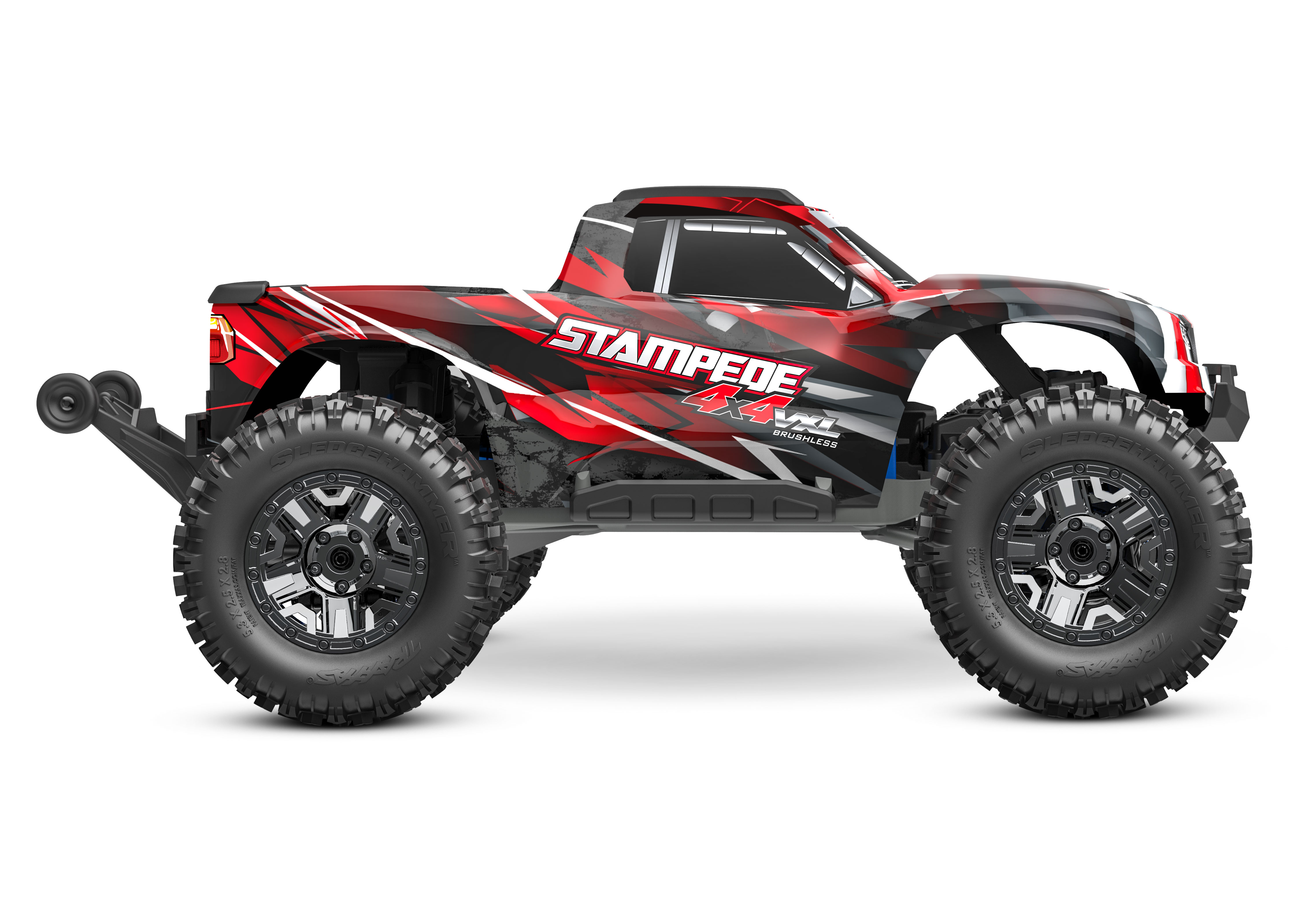 A studio shot of the 1/10 Stampede 4x4 VXL with 540XL Motor Ready to Run (Red) (TRA90376-4-RED).