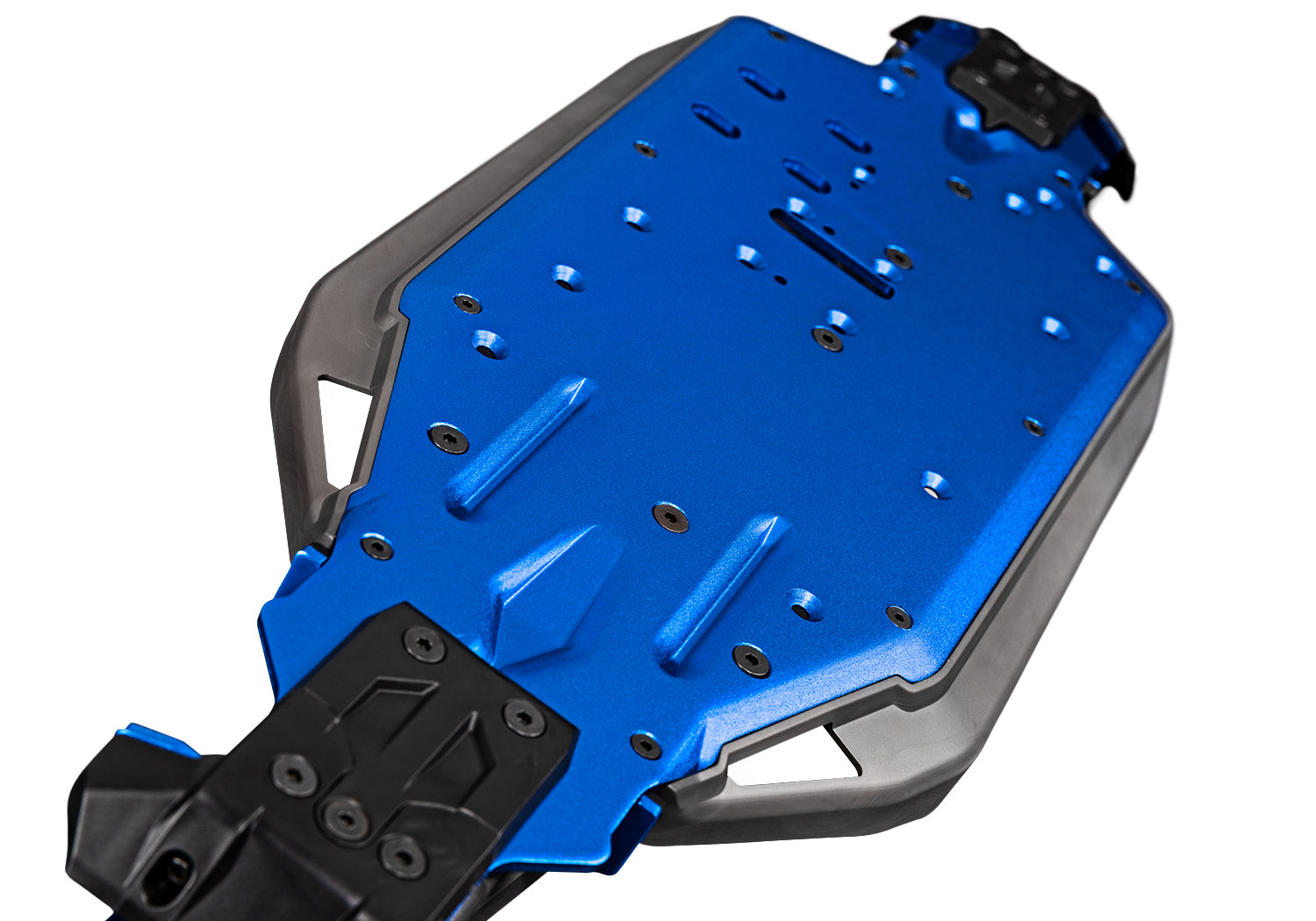 A detail shot of the 1/8 Sledge with Belted Sledgehammer Tires Ready to Run (Blue) (TRA95096-4-BLUE).