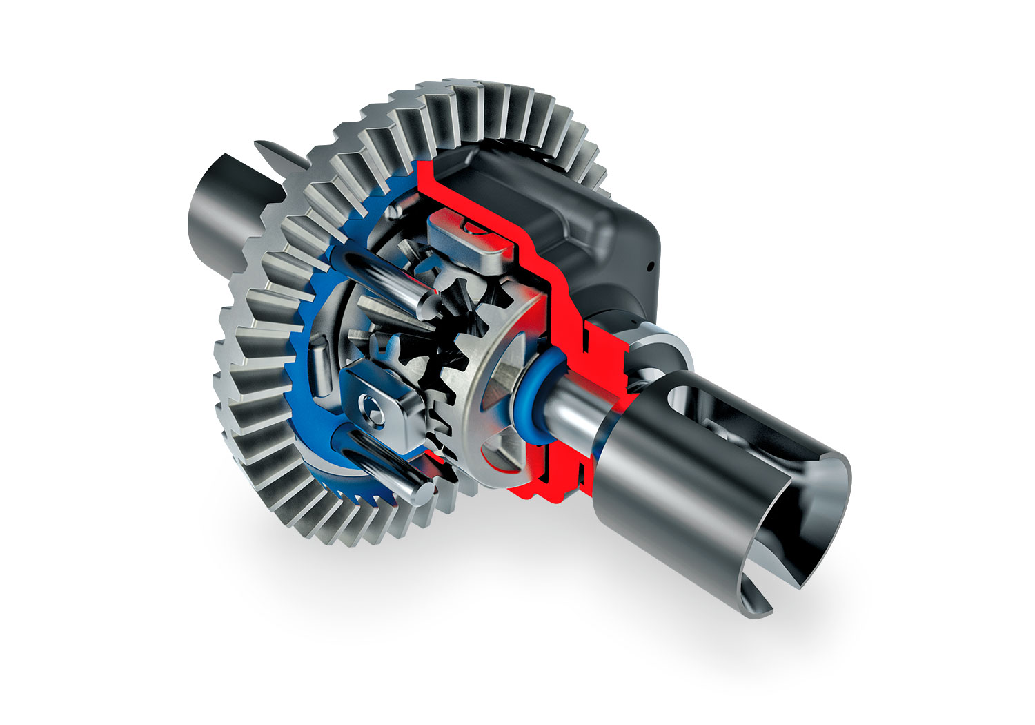 A detail shot of the 1/8 Sledge with Belted Sledgehammer Tires Ready to Run (Blue) (TRA95096-4-BLUE).