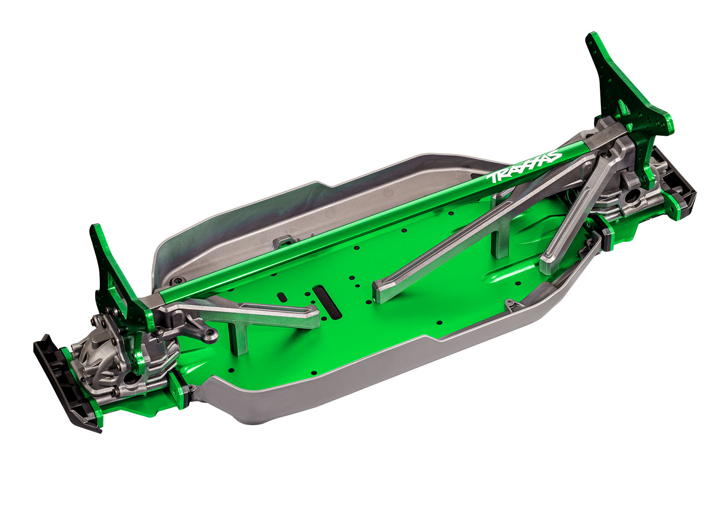 A detail shot of the 1/8 Sledge with Belted Sledgehammer Tires Ready to Run (Green) (TRA95096-4-GRN).