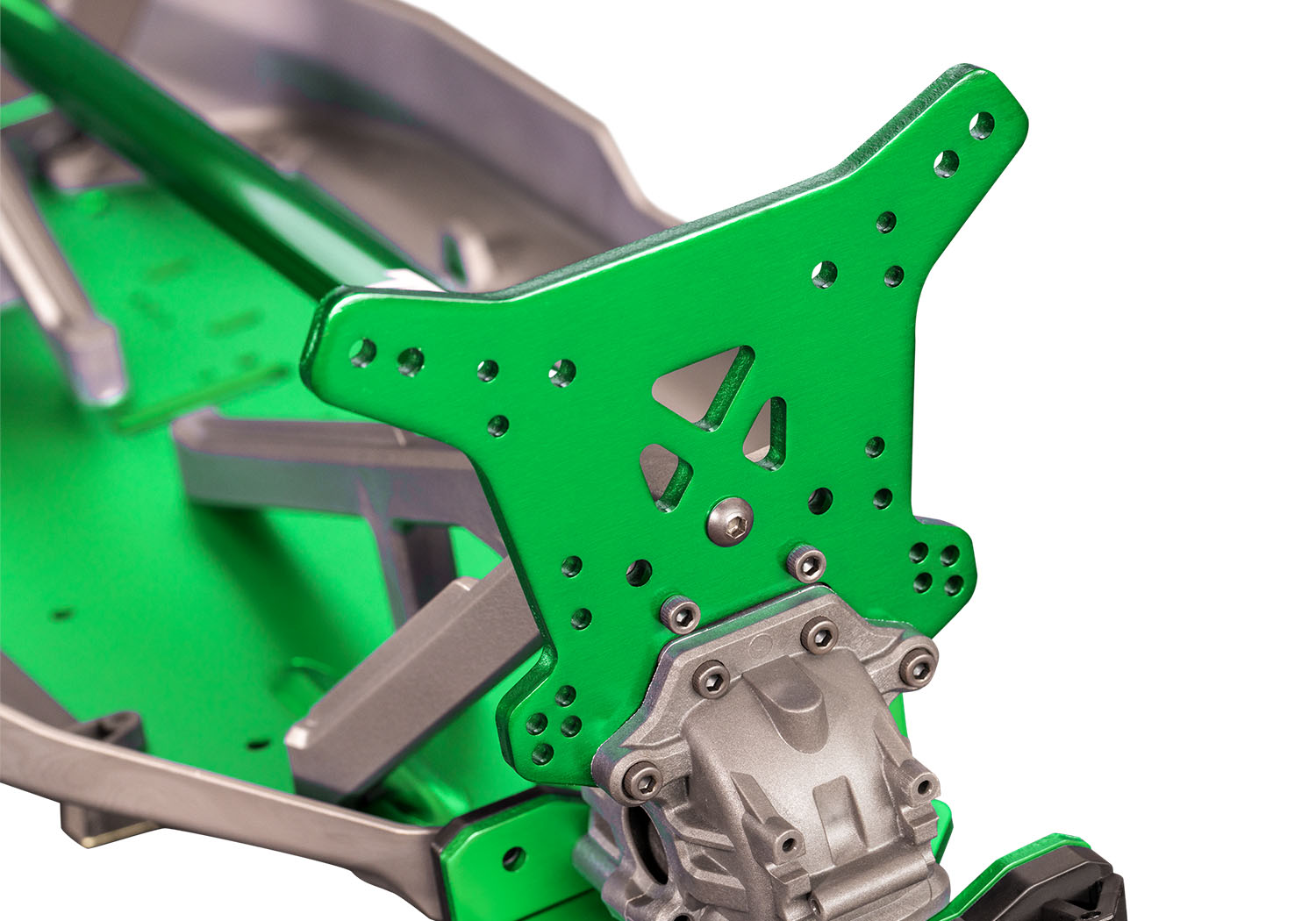 A detail shot of the 1/8 Sledge with Belted Sledgehammer Tires Ready to Run (Orange) (TRA95096-4-ORNG).